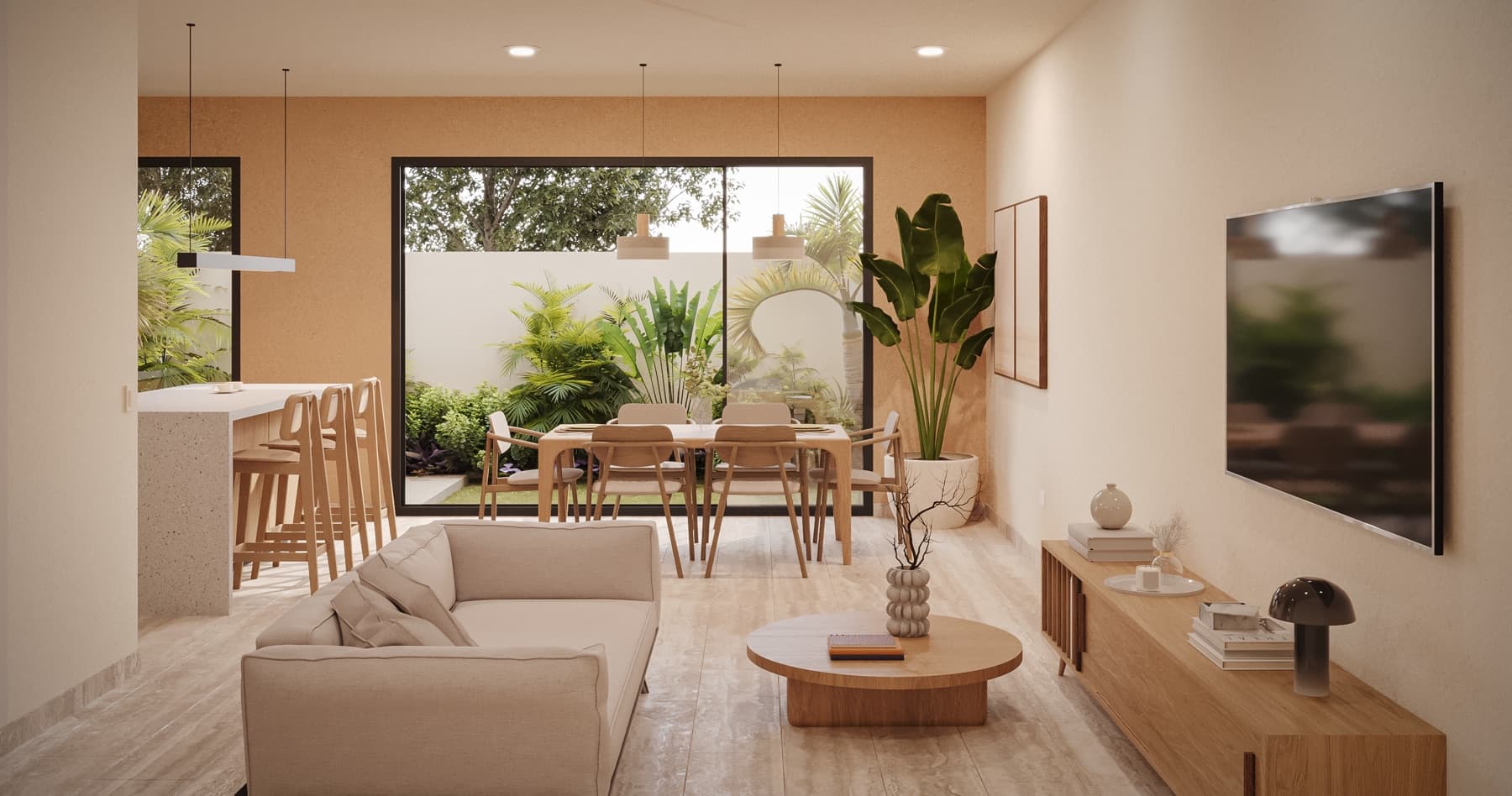 Sala, comedor y cocina de Nubba